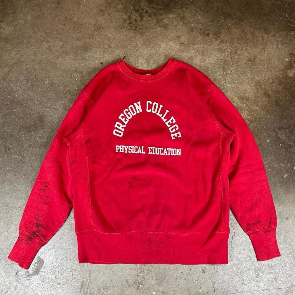 Vintage 70s reverse weave Champion red crewneck Oregon college Men's Large